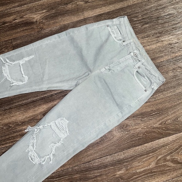 American Eagle Mom Straight Jeans 10 Olive Green - Picture 10 of 12